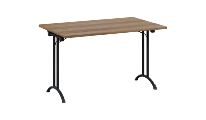 SLA 125 lak skládací jednací stůl 1250x800, deska 25 mm, podnož černý lak, deska ořech světlý